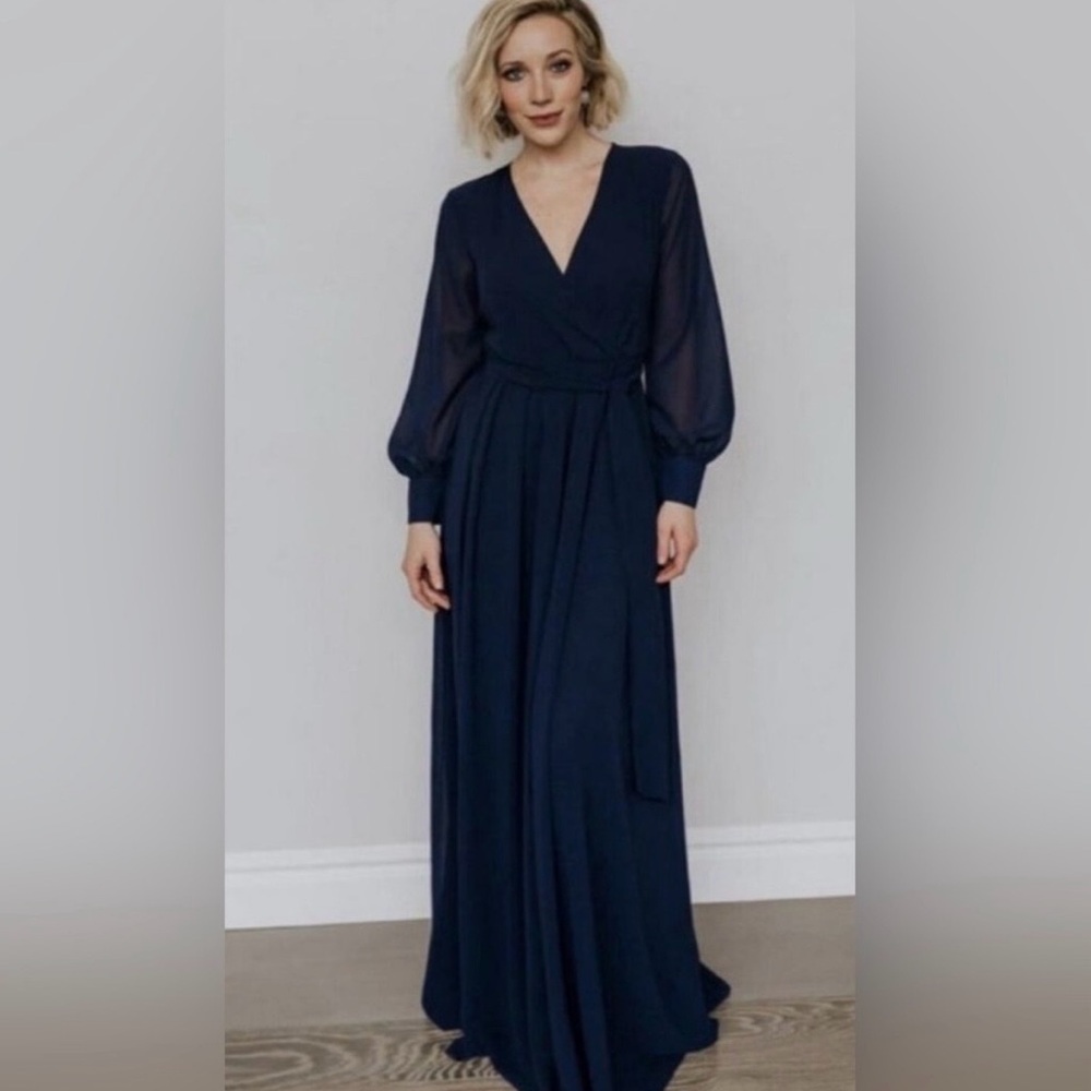 Baltic Born Lydia Navy Long Sheer Sleeve Maxi Dress Size XXXL